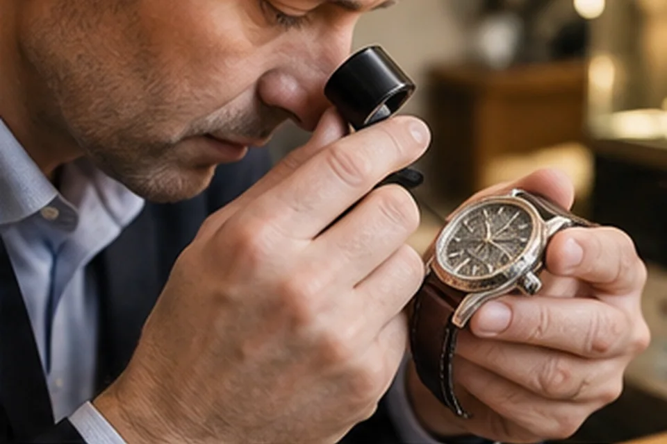 Montre posée sur un plateau d'expertise