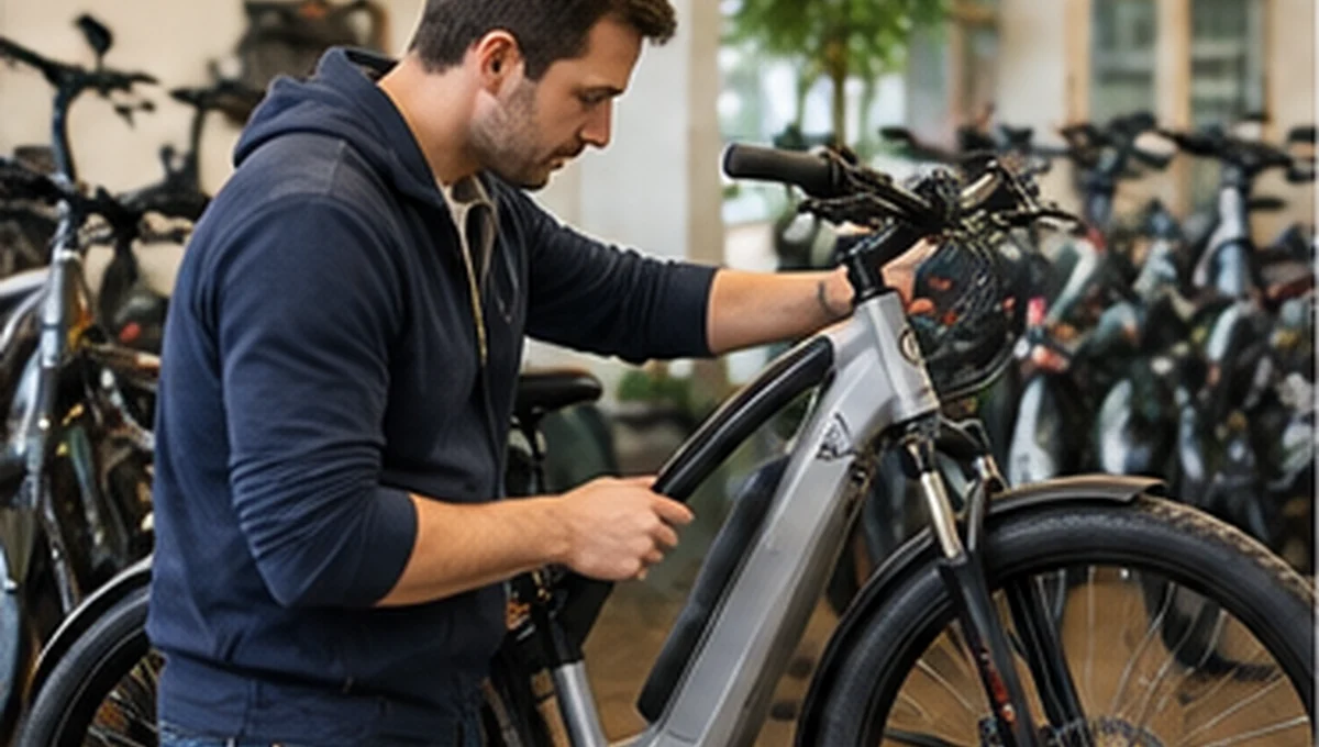 Trottinette électrique pliée sur un trottoir